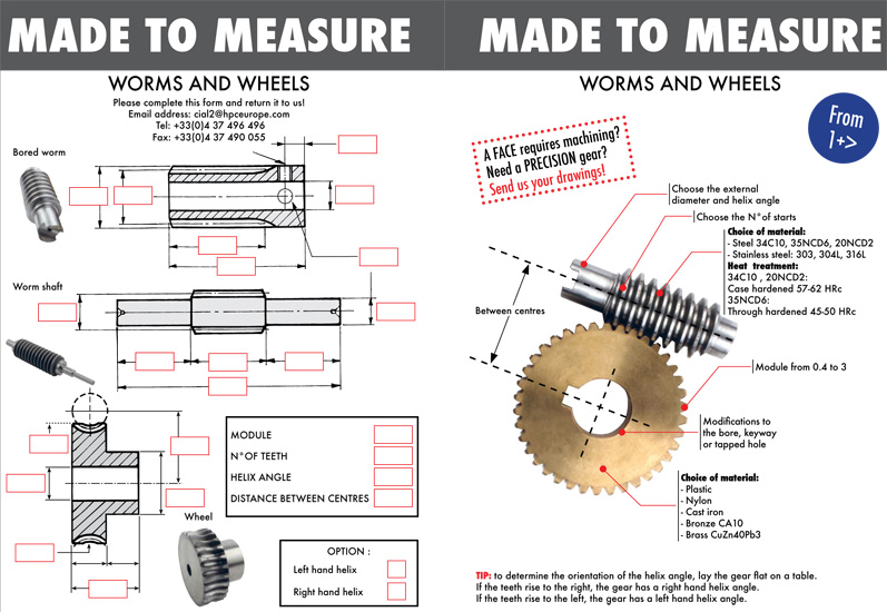 Gears, racks, worms and wheels, universal joints, gearboxes Custom